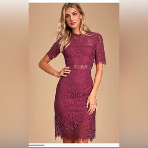 Lulu’s burgundy lace dress NWT